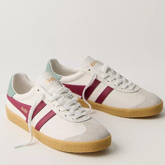 Gola Medallist Leather Sneakers Color White / Cerise / Green Mint - Picture 1 of 3